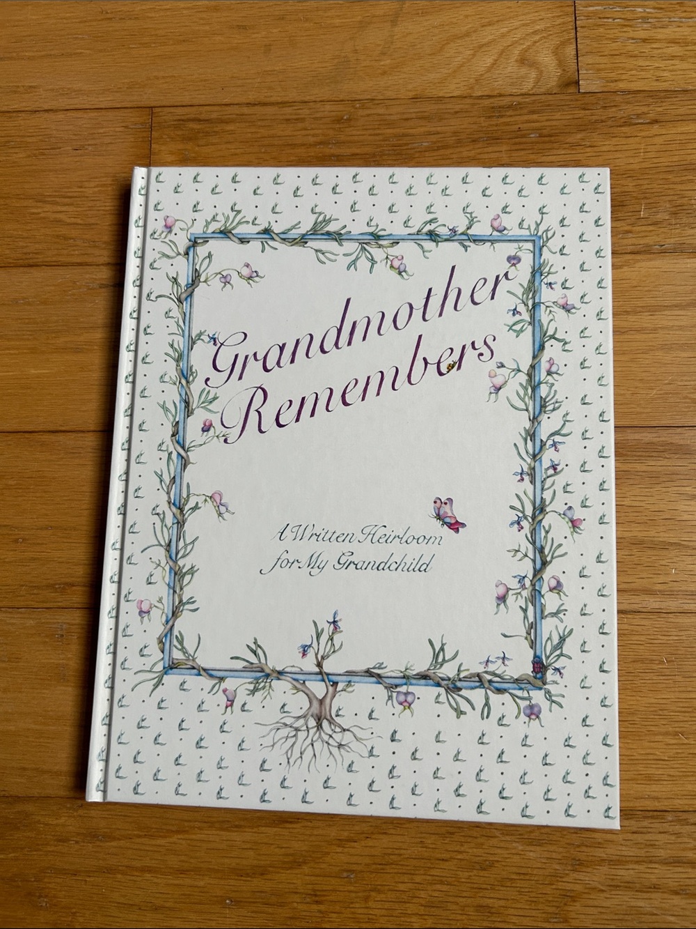 Grandmother Remembers Heirloom Memory Book - White with Purple Accents 64 pages.